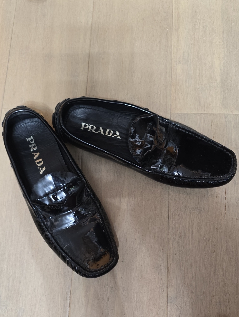 Prada Black Patent Leather Penny Loafers 36.5 - Picture 7 of 8